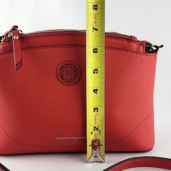 NWT Nanette Lepore Scarlet Farah Red Pebble Triple Crossbody Bag Vegan Leather - Picture 15 of 16
